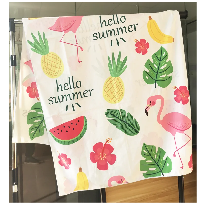 Custom Microfiber Suede Travel Sports Beach Towel with Net Bag