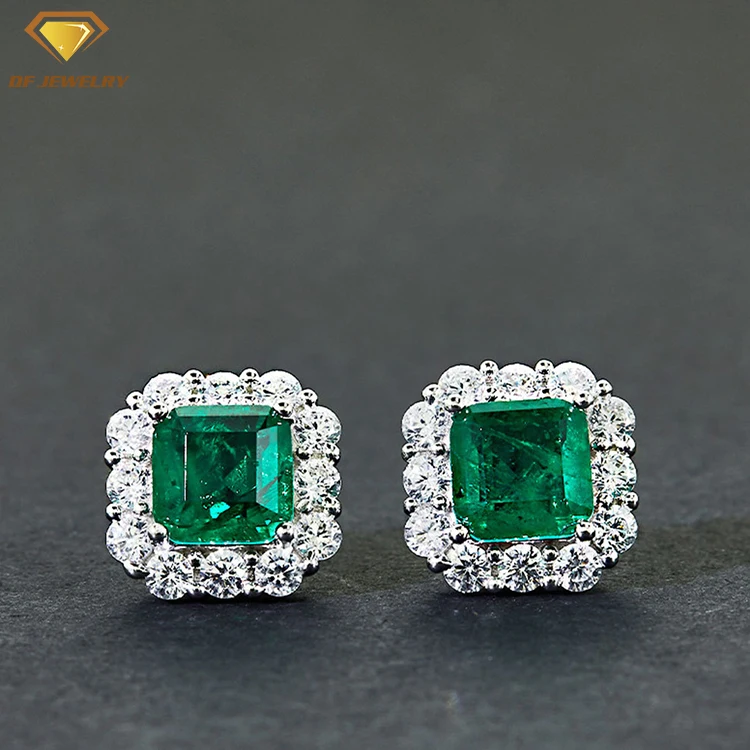 newest 18k white gold asscher cut lab created emerald rings