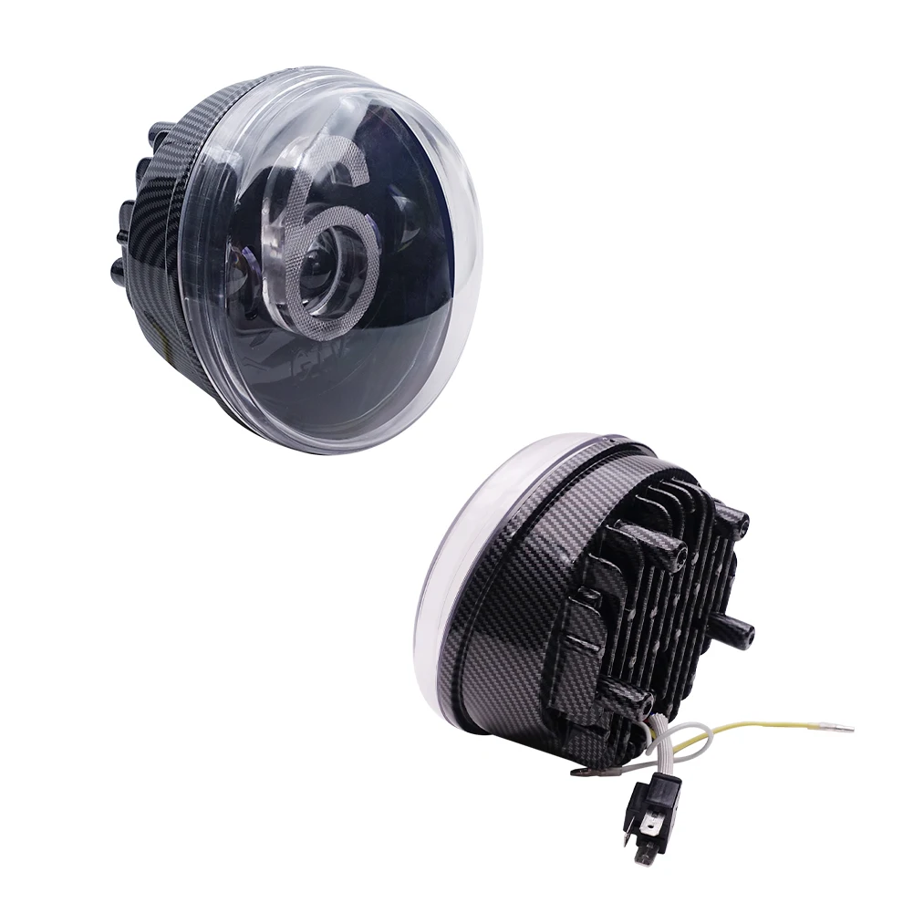 Tri-color Carbon Fiber Hi-Lo Beam Dynamic Sequential LED Motorcycle Headlight For Vespa GTV 6 Sei Giorni