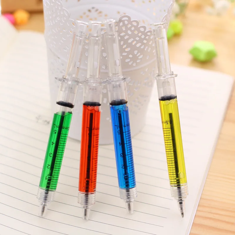 Novelty Promotional Funny Injection Shaped Ball Point Pens Wholesale Best Children Gift Ballpoint Syringe Pen