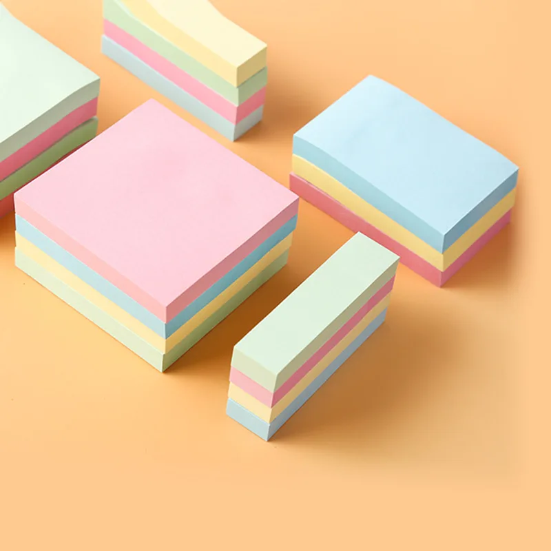 100 Sheets Square Candy Color Sticky Note Self-Adhesive Memo Pad Office Index Stickers Bookmark Diy Handbook Decor School Supply