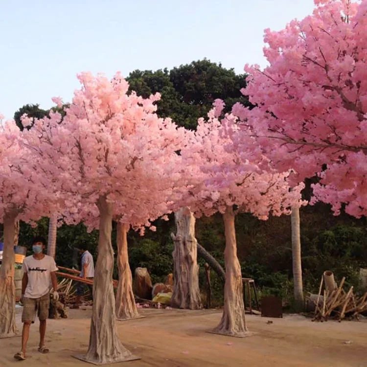 
China manufacturing fake plastic pink flower trees artificial cherry peach blossoms tree for indoor wedding decoration 