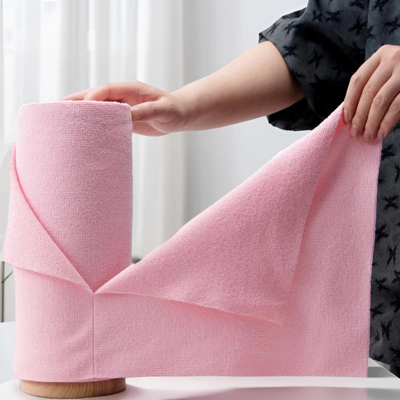 Custom Logo Quick Dry Microfiber Cleaning Cloths Rolls Strong Absorption Disposable Dish Cloth Reusable Lint Free Towel Roll