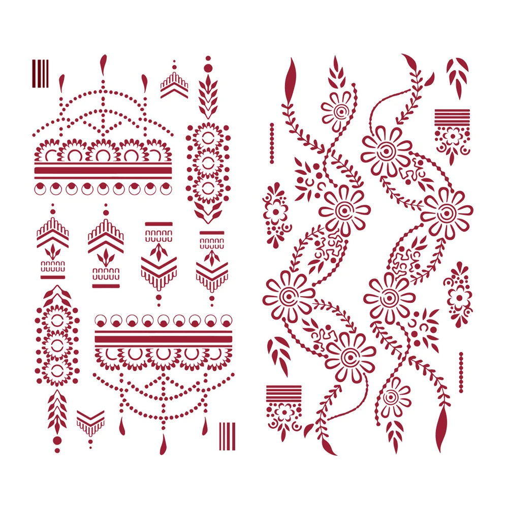 Quality Wholesale Red Black Water Proof Temporary Mehndi Instant Henna Tattoo Stickers Sexy for Women Girls
