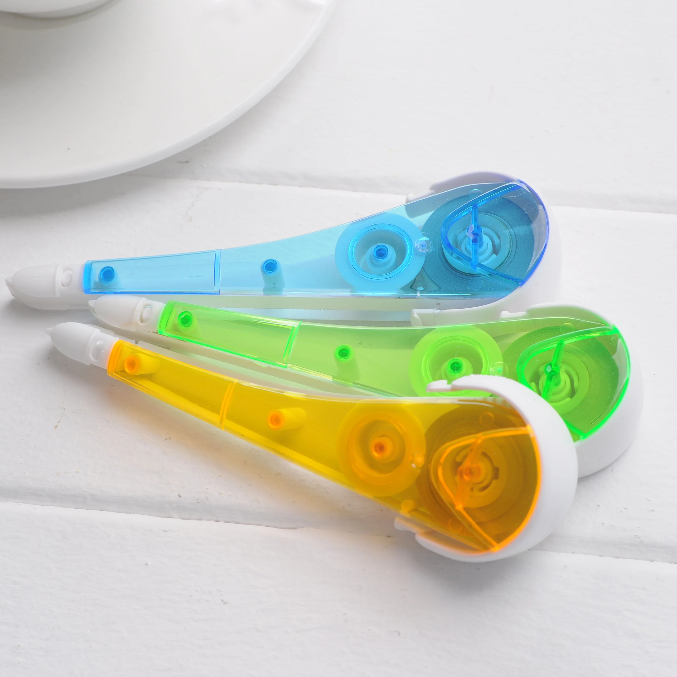 Custom student school office stationery  mini creative plastic transparent 6M white out  correction tape pen