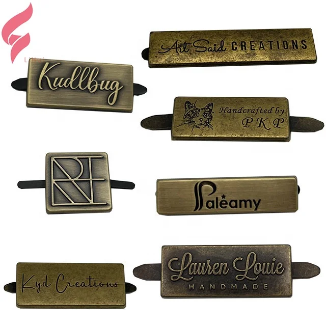 Lihui fashion triangle logo letters metal accessories custom hardware tags labels for handbags