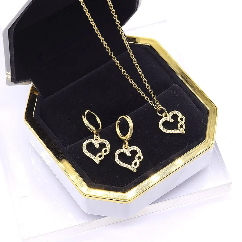 
18k gold onyx gold jewelry set lucky heart Jewelry Necklace Set 