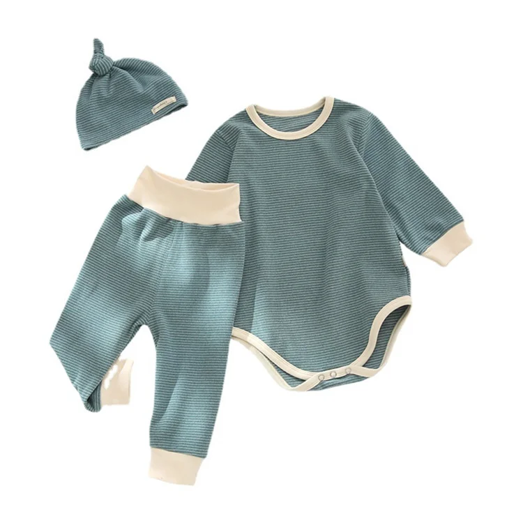 
Cheap 100% Cotton New Born Kids Rompers 3 Pcs Long Sleeve Baby Clothes Set 