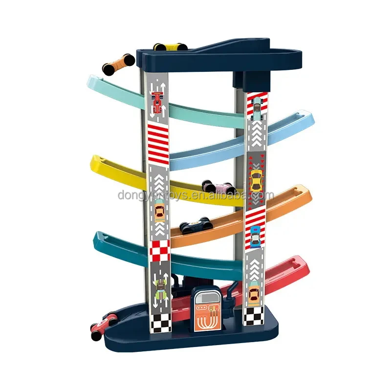 6 layer car ramp toy Gliding sliding car Race Track with mini inertia cars assembly track STEM toys for kids