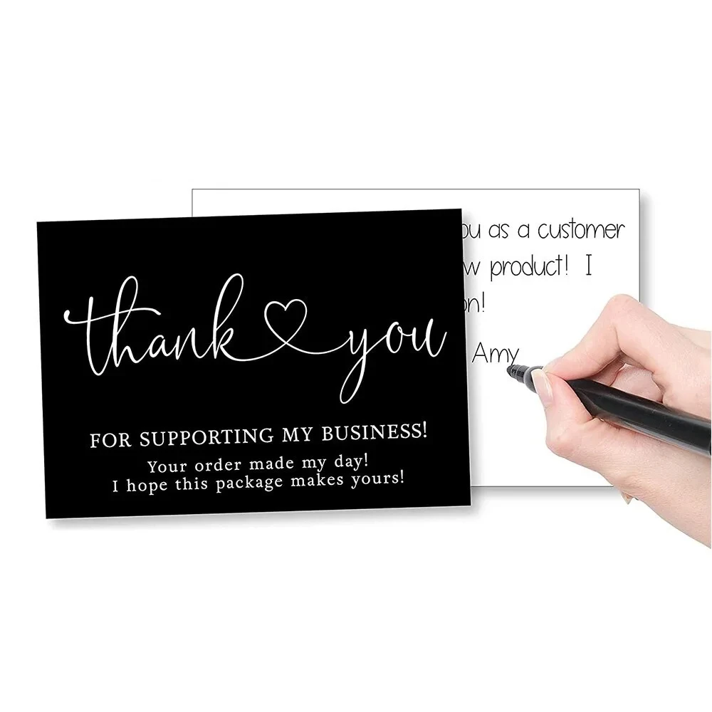 Custom Black Thank You Card for Business Thank You for My Small Business Card Thank You Business Cards