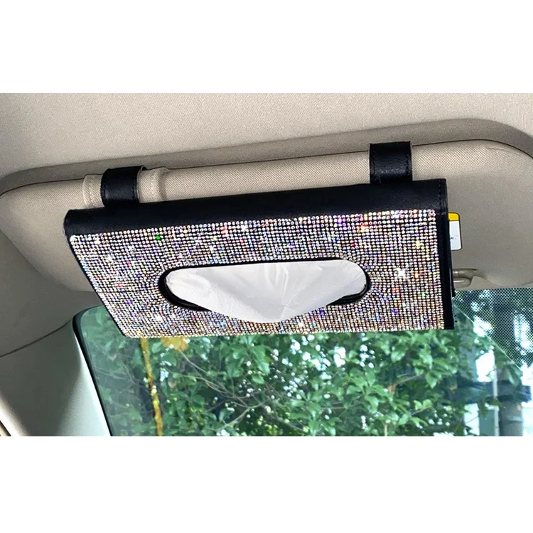 Hot Selling Fashion Shiny High Quality PU Leather Car Sun Visor Mask Box Holder Cover