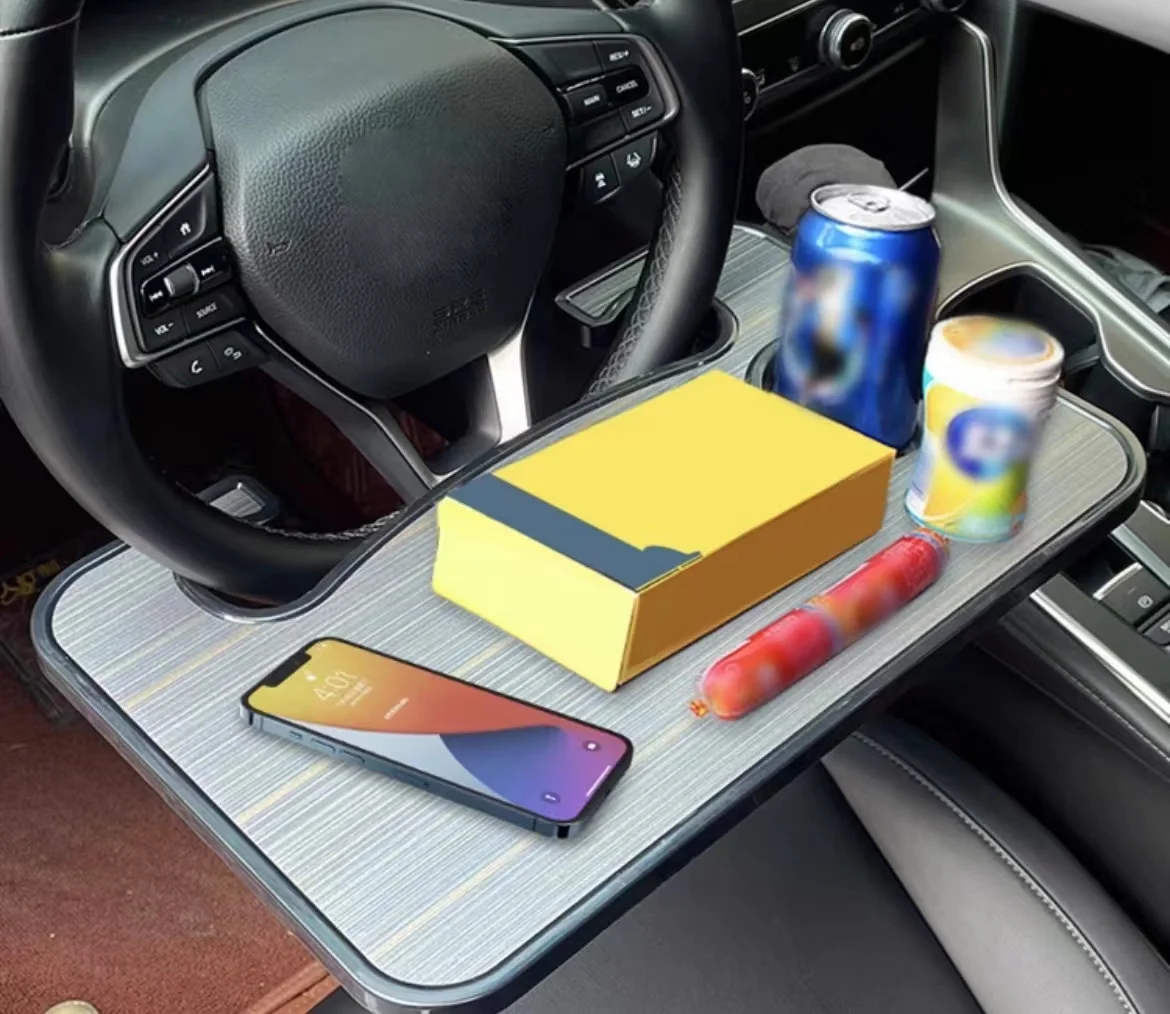 Car Rolling Tray Steering Wheel Laptop Working Desk Plastic Car Food Table Board Plate Tray