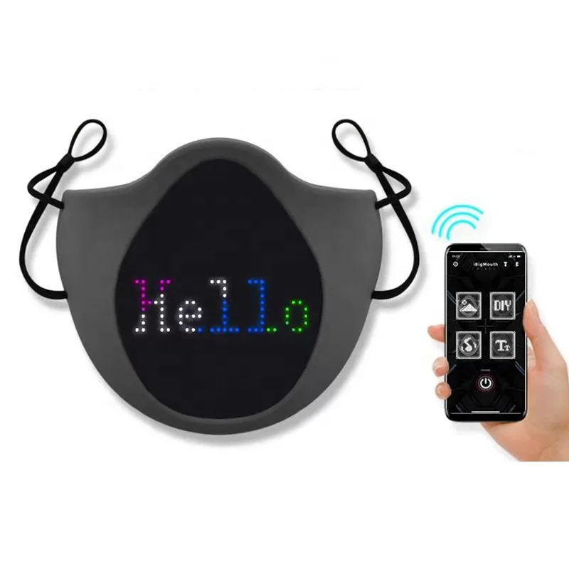 Светодиодная маска для вечеринки Rave, силиконовая светодиодная маска для лица с питанием, дышащая светодиодная маска с управлением через приложение «сделай сам» с синими зубами и программируемым дисплеем сообщений