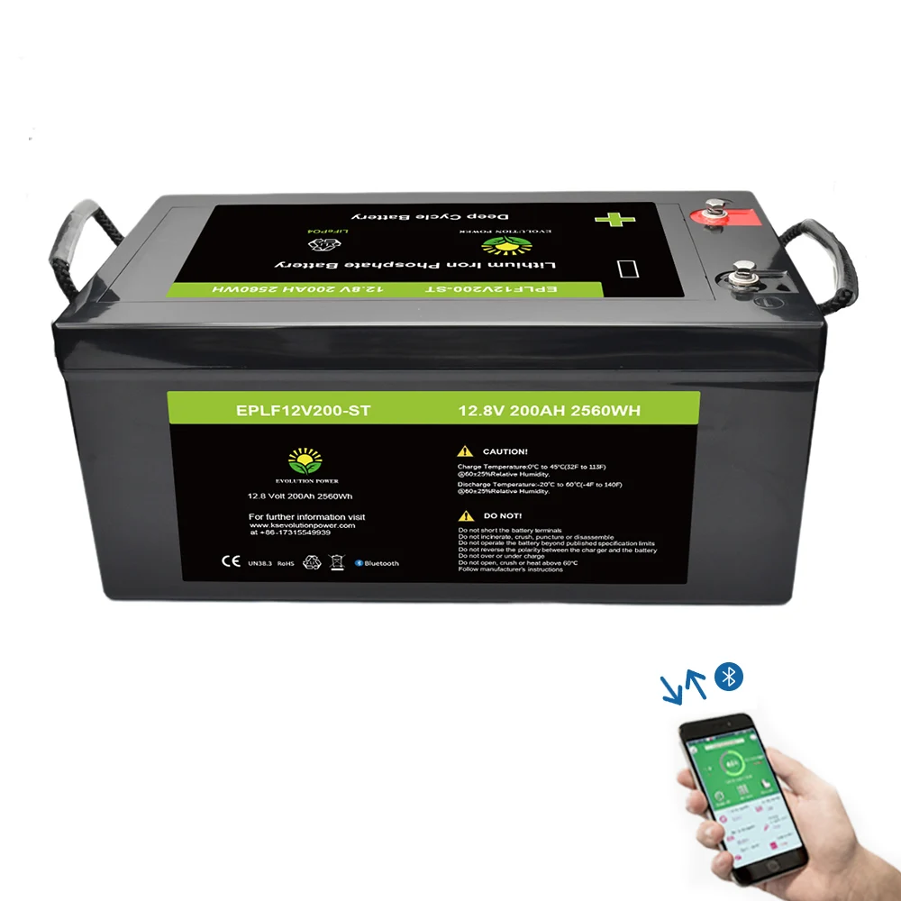 Более длительный срок службы RV лодка морской Солнечный lifepo4 bluetooth 12 В 200 ач литиевая