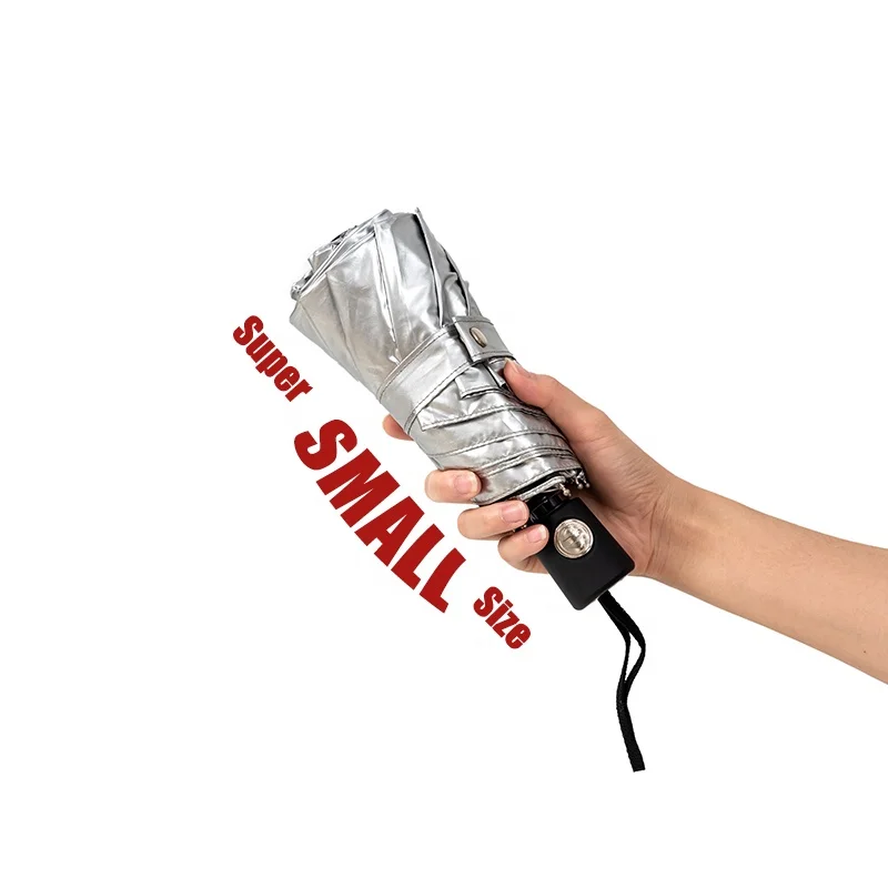 OEM Titanium Silver Outside Super UV Protection Lightweight 4fold Smallest Mini Automatic 4 Fold folding umbrella