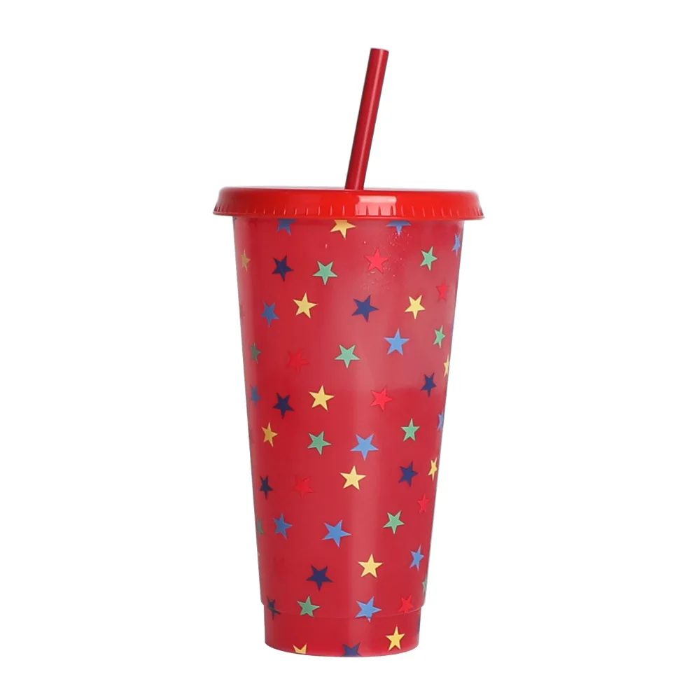 GXP Magic Drink 710ml Pp 24oz Stadium Coffee Reusable Heart Custom Cold Plastic Color Changing Cup With Lid And Straw