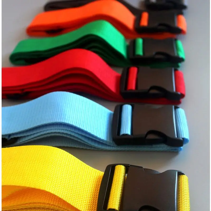 Custom Suitcase Belt Sublimated Print Logo Buckle Reflective Nylon Polyester Adjustable Travel Luggage Belt Strap