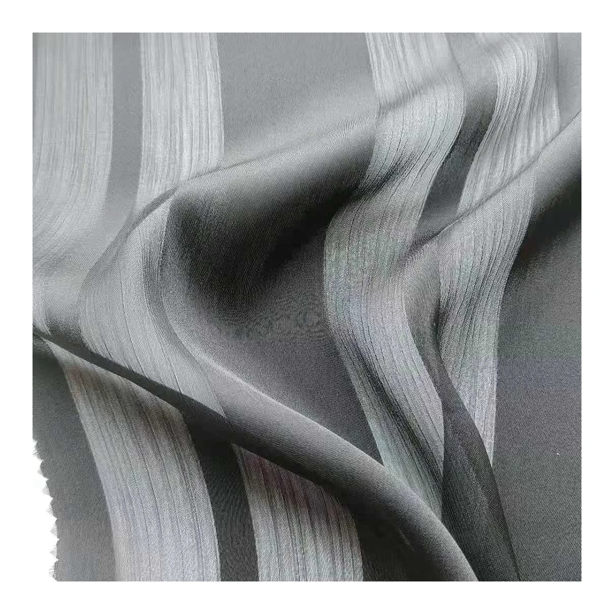 Slik Like 100% Polyester Dobby Stripe Chiffon Fabric Georgette Crepe Chiffon Jacquard Fabric For Dress Blouse Skirt