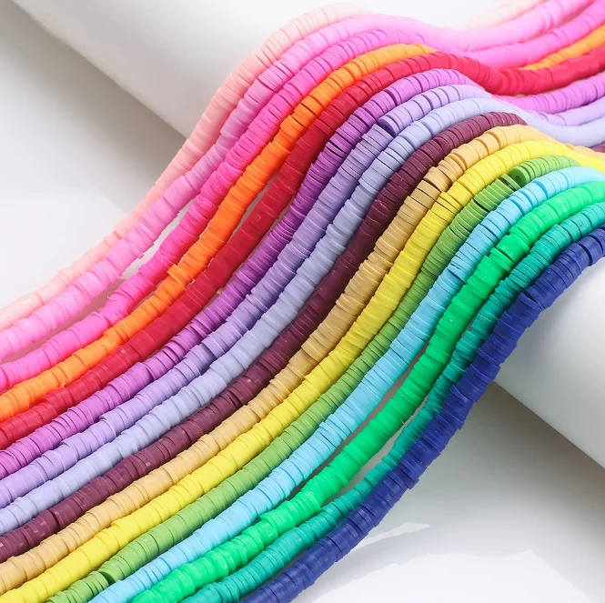 8mm Polymer Clay Beads Flat Round Heishi Vinyl Disc Beads Handmade Loose Spacer Bead for Jewelry Making