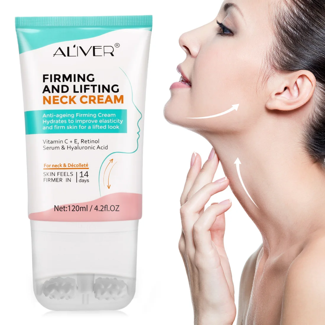 Aliver Neck Cream Double Roller V-type Beauty Neck Cream Anti-aging Lifting Firming Neck Cream Skin Care Product For Women