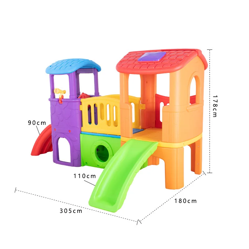 Kindergarten colorful indoor playground slide combination plastic playhouse toy