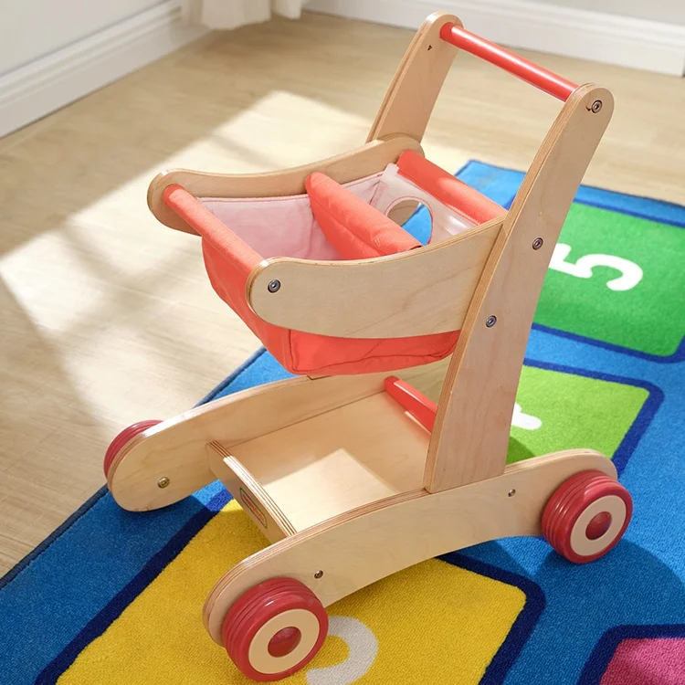 Wholesale High Quality Wooden Role Play Toy Kids Shopping Cart for Kindergarten and Home