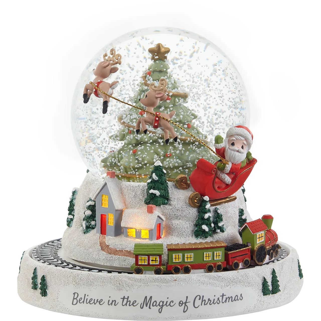 BSCI Factory Resin Water Globe Christmas Rotating Musical LED Snow Globe