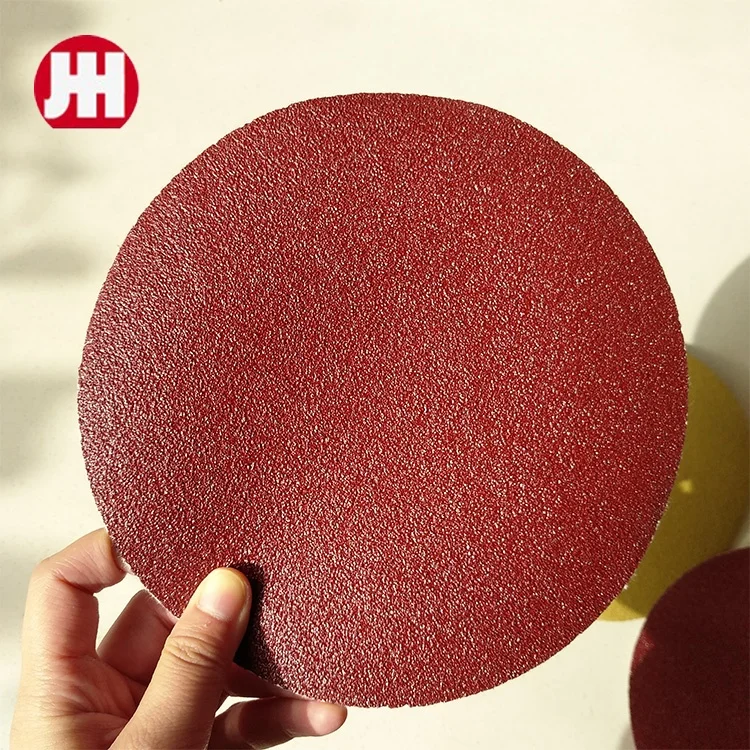 Aluminum Oxide Sand Paper Red round 125mm 80 grit Flocked Sanding Paper For Wood Metal Wall Furniture Polishing