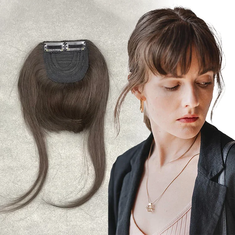 100% Natural Human hair Blunt Bangs Hairpieces Brown Blonde Black with Clip Full Bangs With Fringe for women hair extension