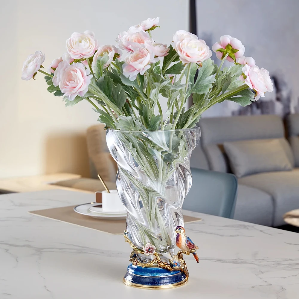 RORO Vases flower modern luxury home decorative Joy in blossoming series glass crystal fresh dry flower vase for home decoration