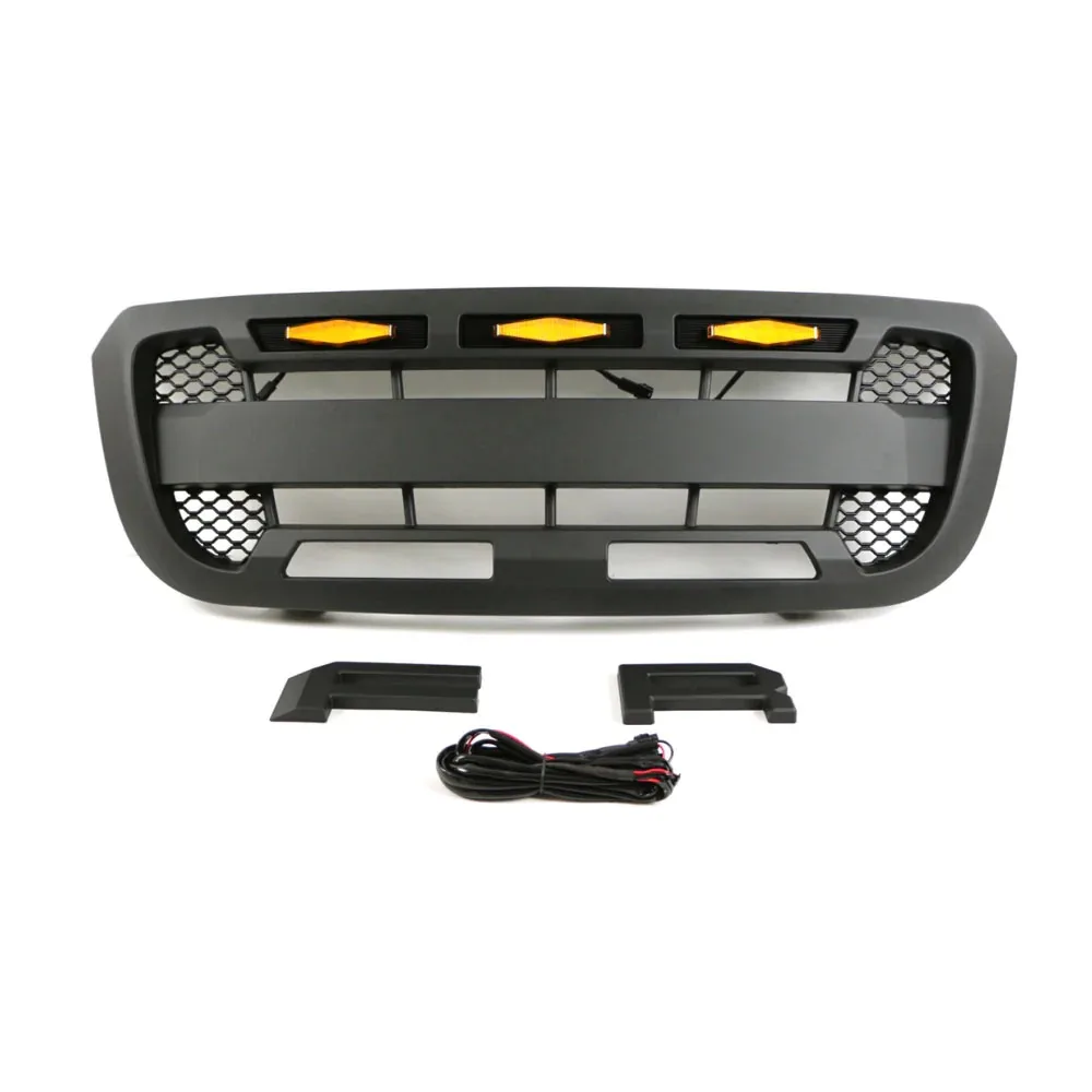 2004 2005 2006 2007 2008 2009 2010 2011 For d Ranger Raptor Style Front Grill With Letters & Lights Matte Black