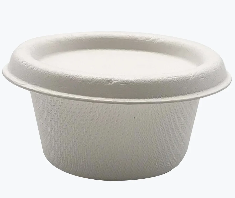 Biodegradable Sugarcane Fiber Bagasse Pulp Paper Sauce Cup Disposable 2 4 5 oz 30ml 60ml With Lids