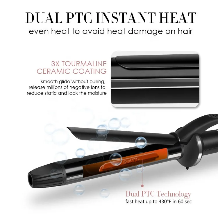 
2019 New Product Rotating Turn Knob Professional Ceramic Hair Curling Iron 