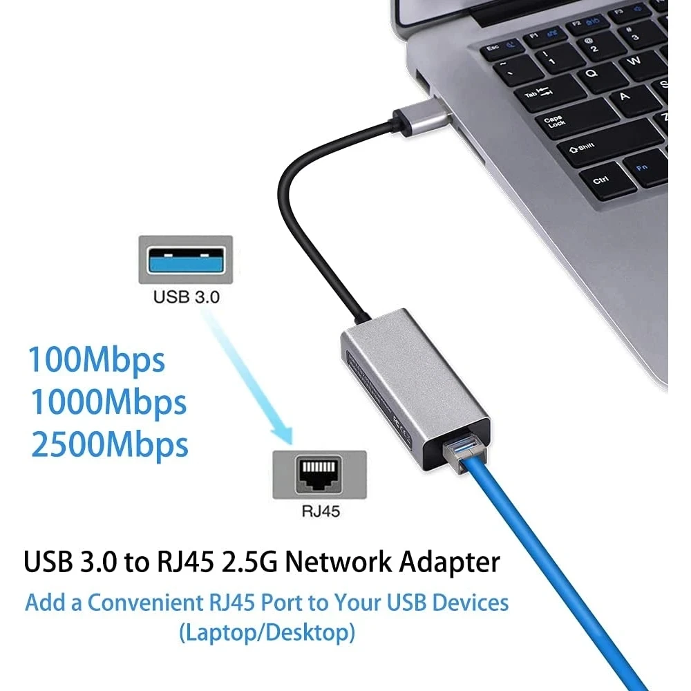 Custom Logo Type C To LAN 2.5G Gigabit Ethernet Adapter Wired 2500Mbps USB to RJ45 Adapter For PC Phone
