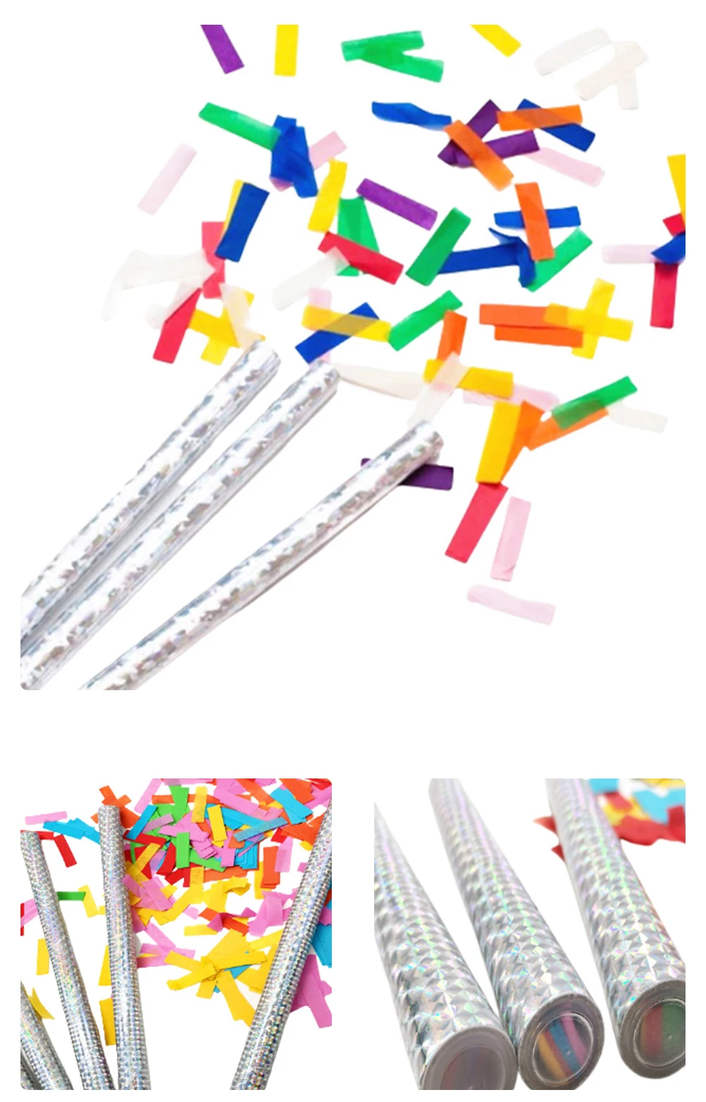 Factory Wholesale Colorful Confetti Wands Tissue Flick Flutter Sticks for Wedding Celebrations, Anniversary, Birthday Parties
