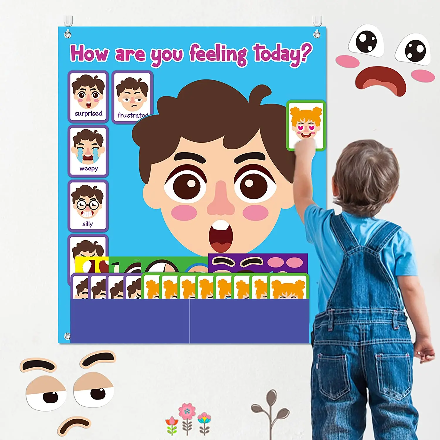cheap kids educational toys Multiple Facial Expressions toys felt face busy board for Social Emotional Learning Activities toys