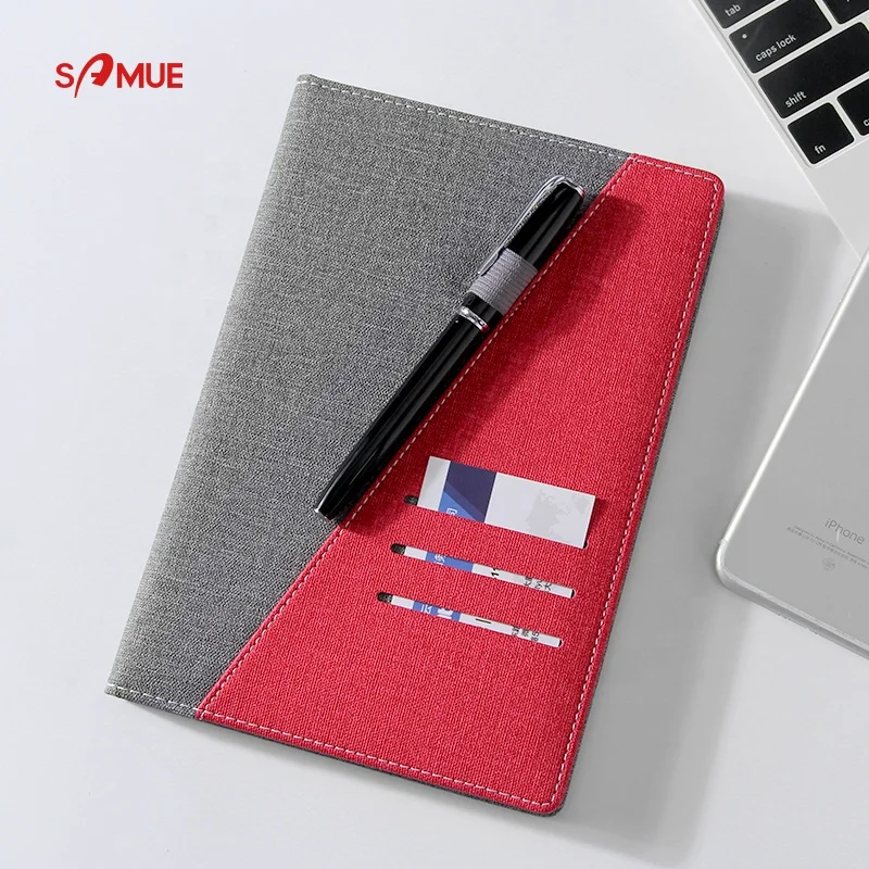 A5 blue stationery set free sample leather notebook 104 sheets with business card pocket