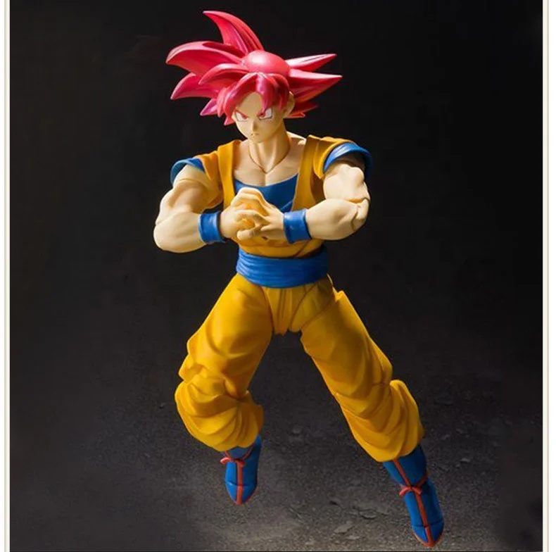 anime shf red hair goku action figure super saiyan movable pvc model doll