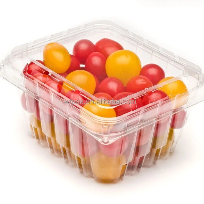 Recyclable PET RPET 1 pint 250grams blueberry cherry tomato packaging clamshell with vents