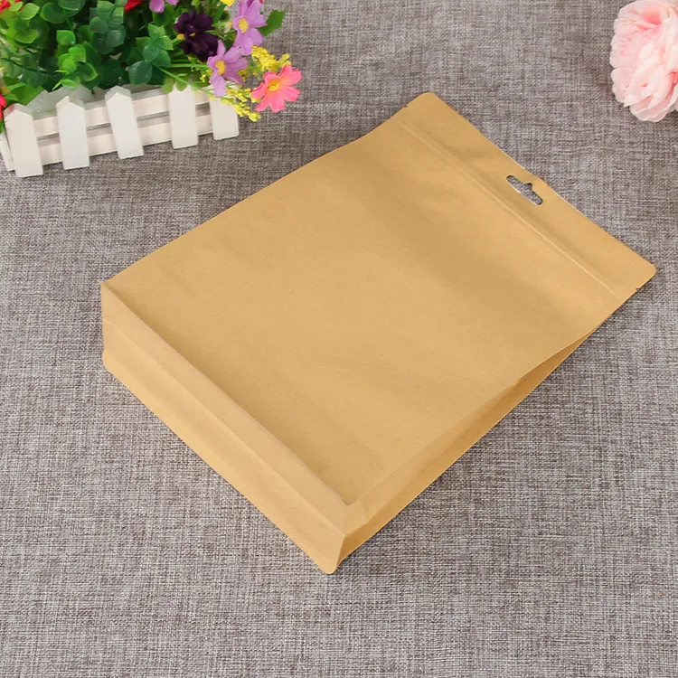 
Wholesale 500 g food grade kraft paper bag coconut sugar packaging stand up pouch with window 