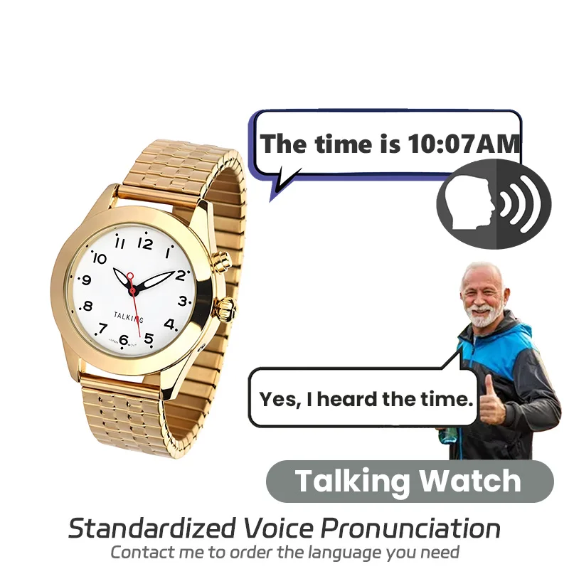 Germany Spanish English Talking Watch Jumbo Number Analog Watch for The Blind Visually Impaired Seniors