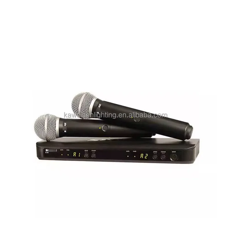 BLX288 Двухканальный беспроводной микрофон металлический ручной PG58 UHF караоке Цифровая вокальная система с совместимостью мобильным телефоном