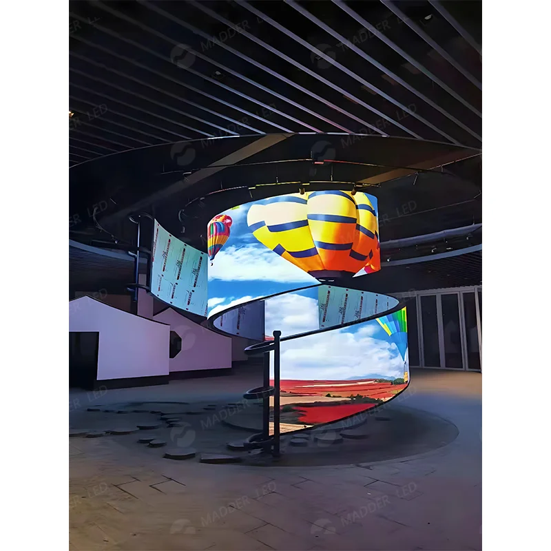 Indoor  capacitive circular curved P2.5 P2 P1.86 soft led module cylindrical led display flexible led screen