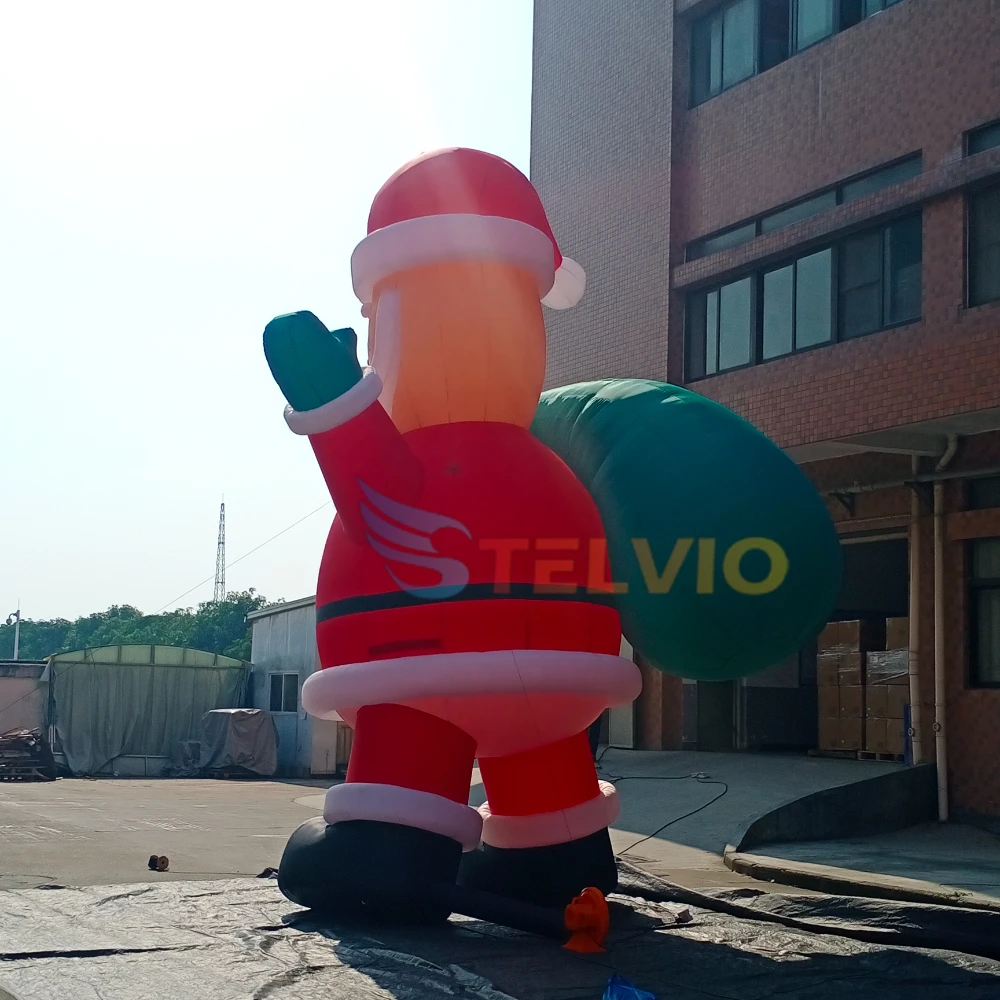 Giant Custom Christmas Inflatable Decoration Large Christmas Inflatable Santa Claus With Gift Bag Model