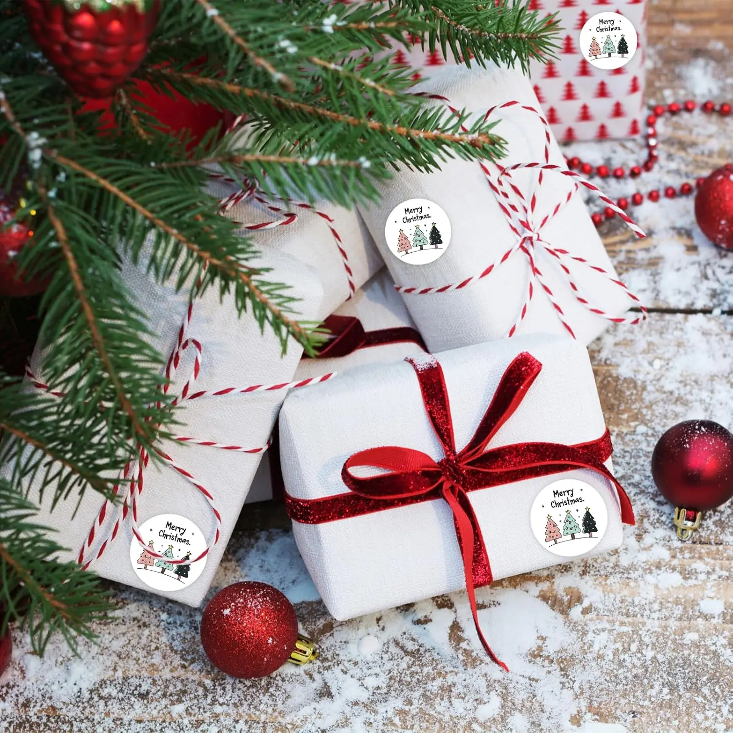 Festive Christmas Stickers Roll Christmas Sticker Roll for Merry Christmas Decorations Waterproof Adhesive Stickers