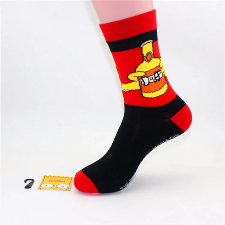 Casual  Cotton custom logo  happy dress sox multicolor cartoon  fashion mens womens sports school crew socks
