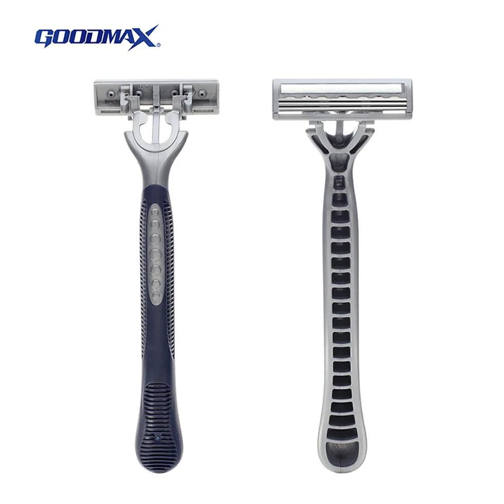 GOODMAX OEM/ODM Hot Sale Triple Blade Disposable Face Razors Non Slip Rubber Handle Razor
