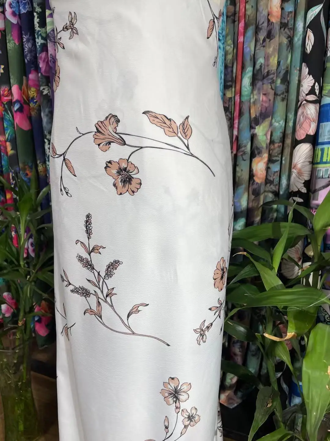 Online Shop Hot Sale smooth and soft bubble satin fabric print in morning glory