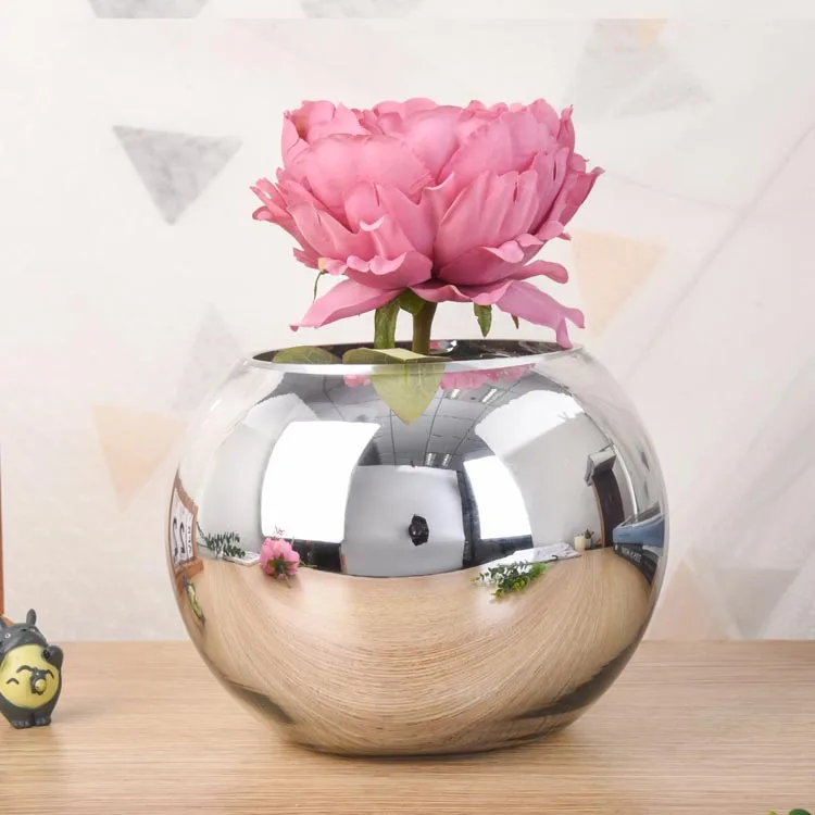 Modern Style Small Ball Round Glass Vase Sets Wedding Decoration Table Centerpiece Vase for Flowers