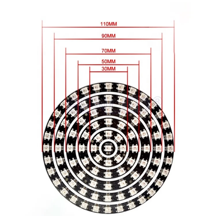 Цифровой полноцветный RGB WS2812B SK6812 5V пиксельное круглое светодиодное кольцо